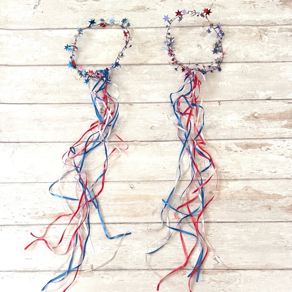 Crowns Costume Patriotic Red White & Blue Music Festival Headbands Set of 2